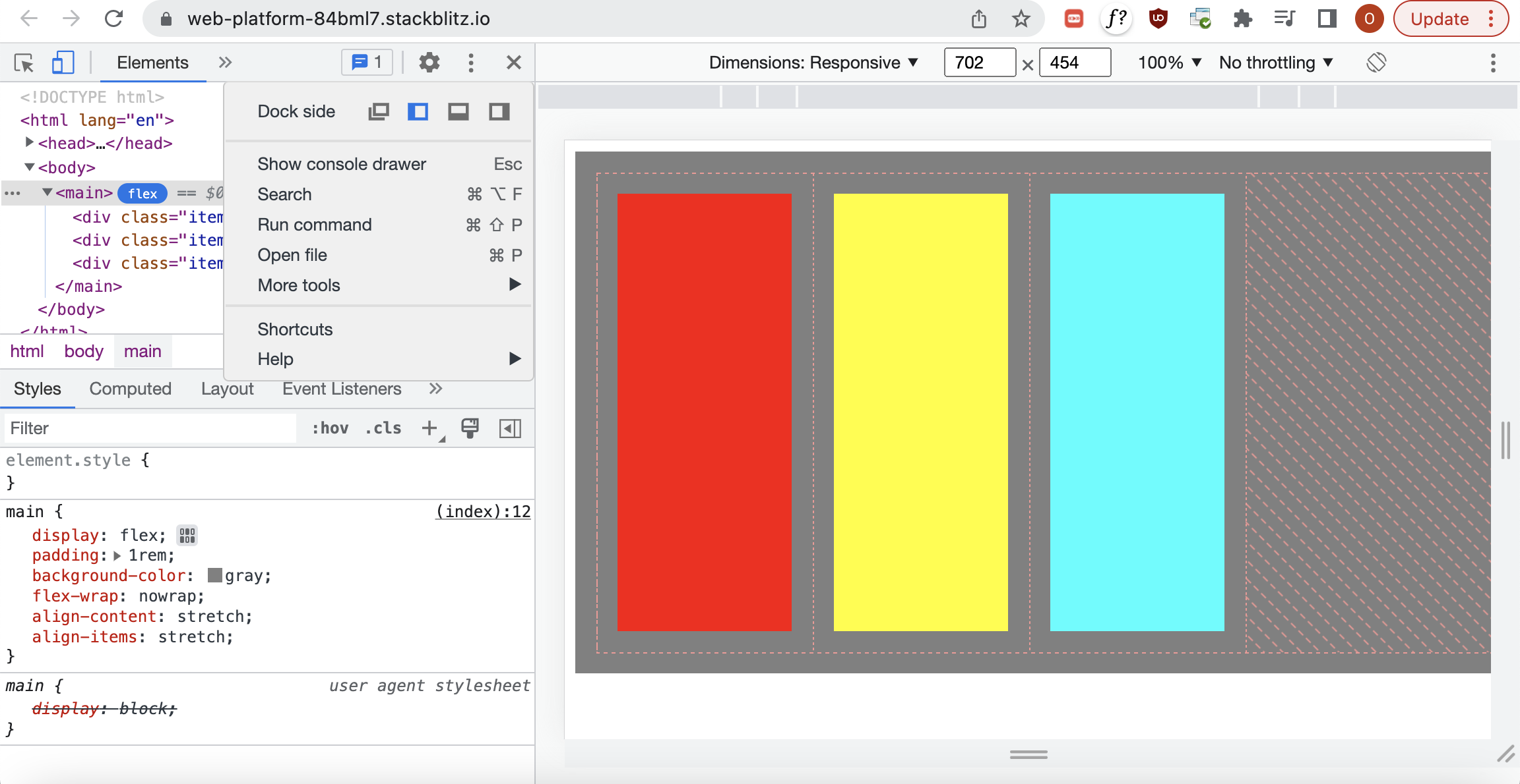 Dock Chrome Developer Tooling